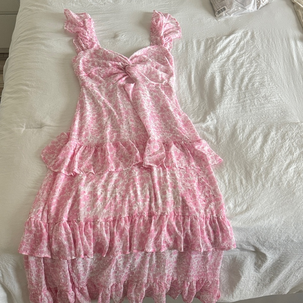 Altar'd State Pink Floral midi dress